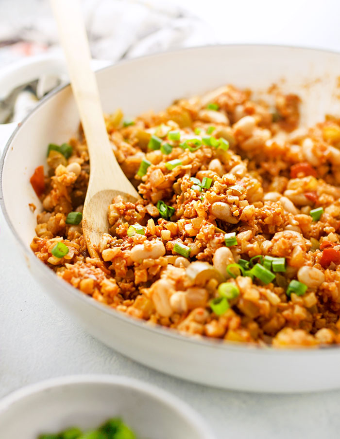 Healthy Cauliflower Jambalaya: Vegan, Paleo & Low Carb Creole Dish